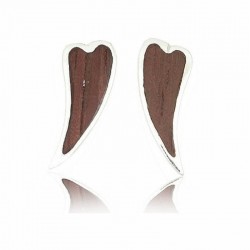 Pendientes sostenibles forma corazón plata 925 y madera