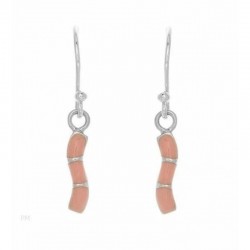 Pendientes largos plata 925 con detalles y piedras cuarzo rosa