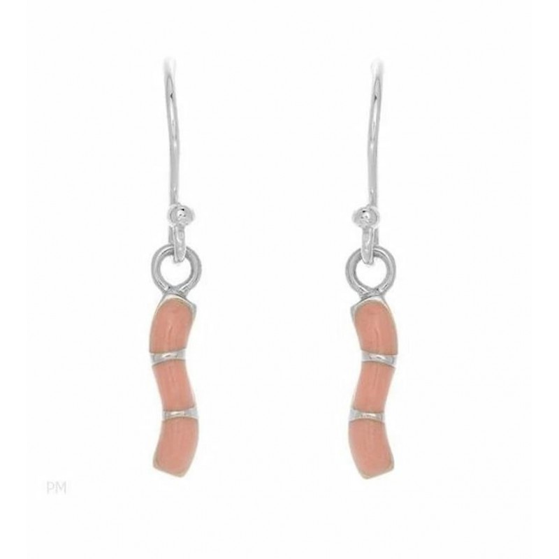 Pendientes largos plata 925 con detalles y piedras cuarzo rosa