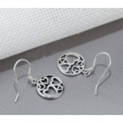 Pendientes redondos plata 925 con diseño corazón