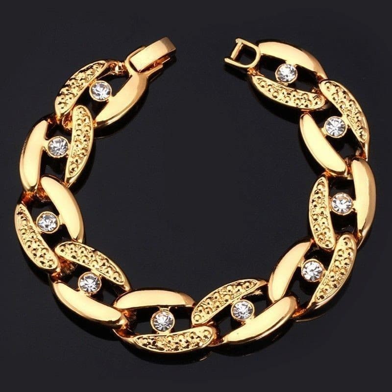 Pulsera mujer diseño hip hop eslabones anchos piedras cristal
