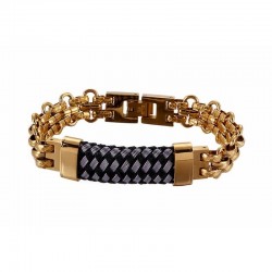 Brazalete ancho hombre acero inoxidable 316 color oro frontal negro 13mm