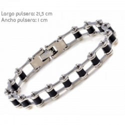 Pulsera hombre diseño cadena bicicleta acero inoxidable y goma