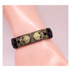 Brazalete unisex de piel con diseño Skull