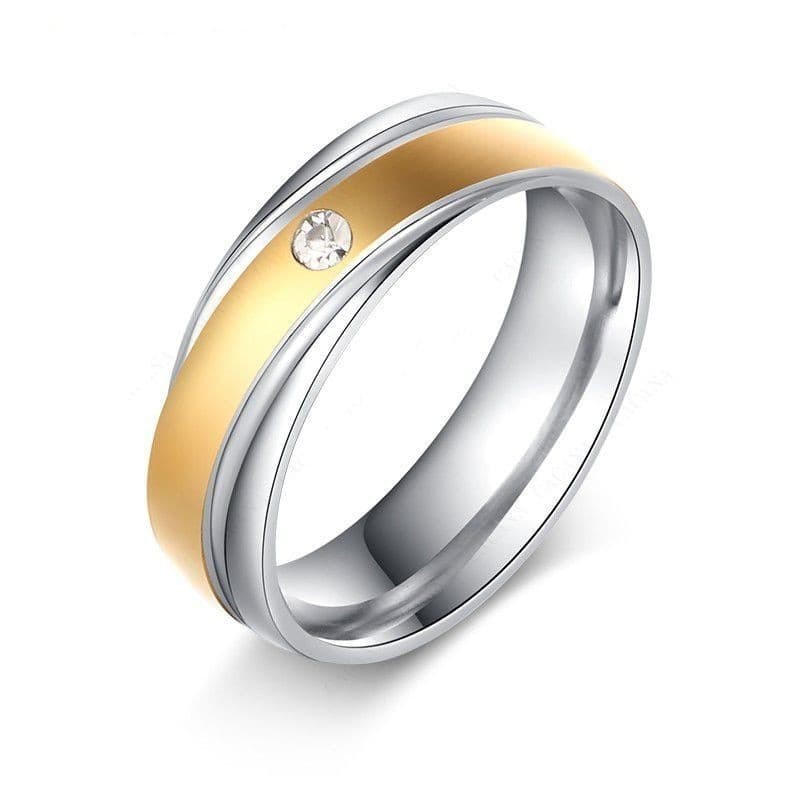 Anillo acero compromiso dos colores cristal blanco