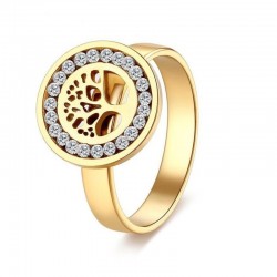 Anillo árbol de la vida chapado en oro 14k