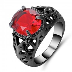 Anillo mujer piedra rojo rubí talla 12