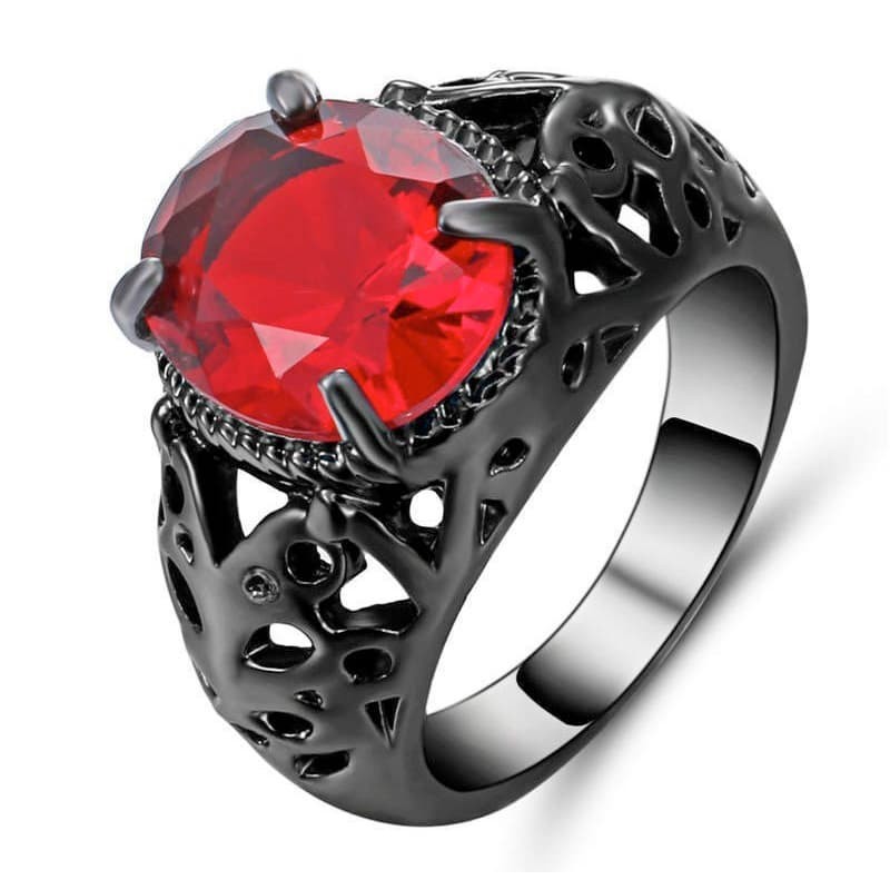 Anillo mujer piedra rojo rubí talla 12