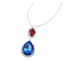 Collar con baño de plata y colgante de piedras