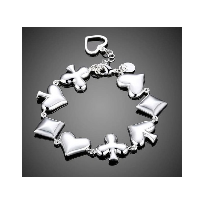 Pulsera chapada plata con dijes de póker