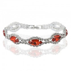 Pulsera mujer chapada color blanco con cristal