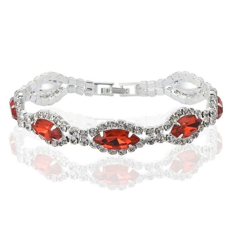 Pulsera mujer chapada color blanco con cristal