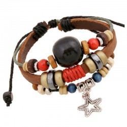 Pulsera ajustable piel y cuentas Betsey Johnson