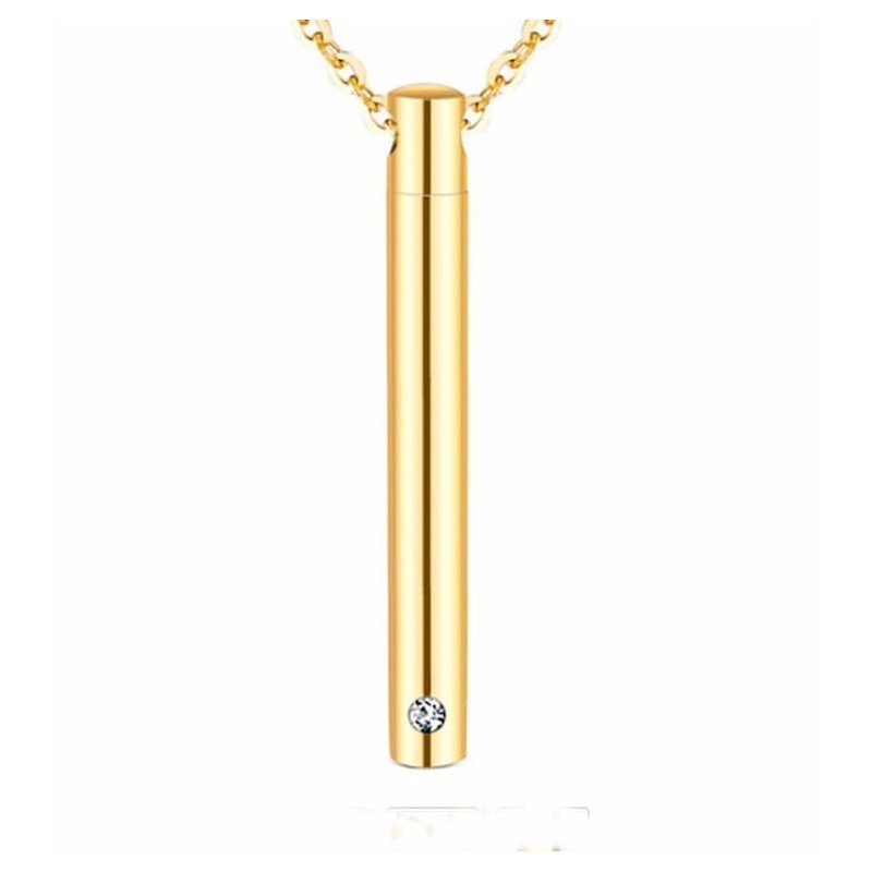 Collar de acero con colgante tipo urna funeraria