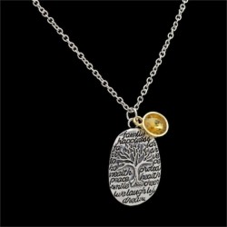 Collar Árbol de la Vida con piedra de color ámbar o blanco