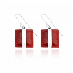 Pendientes rojos de coral en plata de ley 925