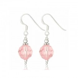 Pendientes de plata 925 para novias con piedra rosa Swarovski