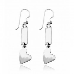 Pendientes largos de plata de ley 925 con diseño de corazón