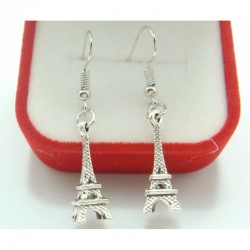 Pendientes de mujer con diseño París bañados en plata