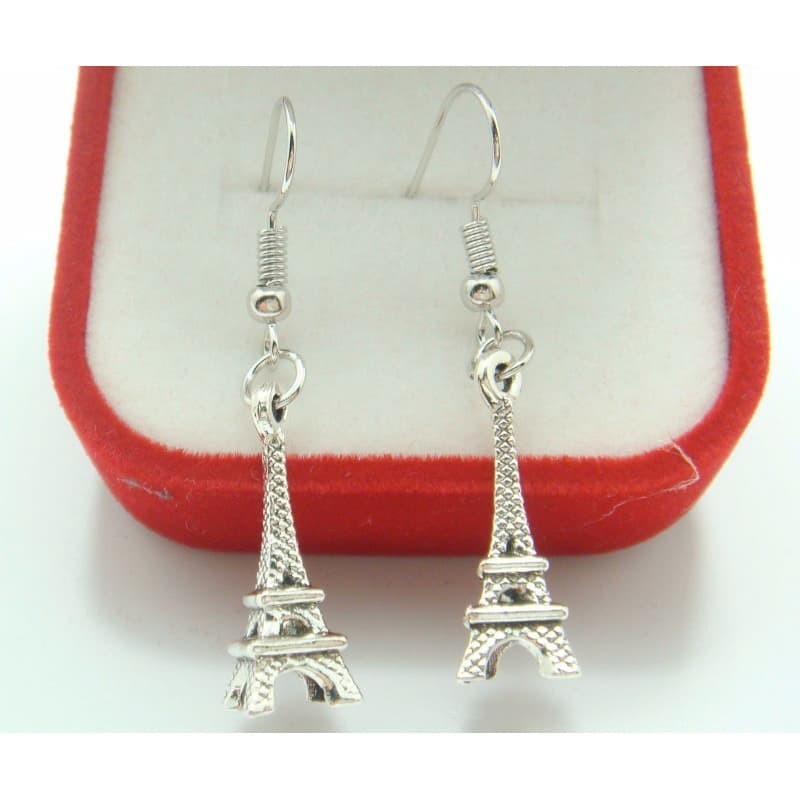 Pendientes de mujer con diseño París bañados en plata