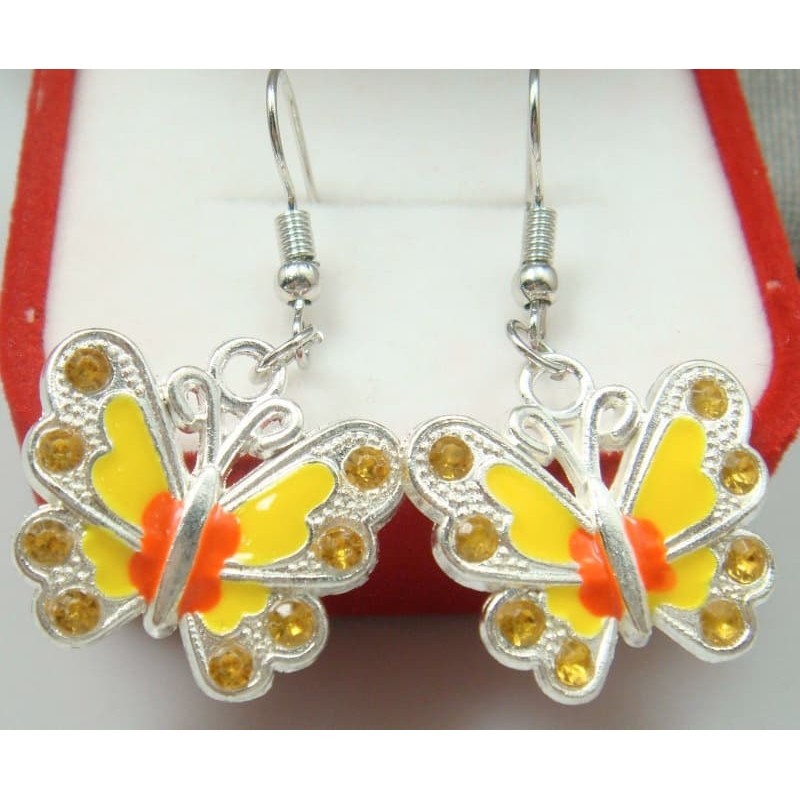 Pendientes de mujer con diseño de mariposa amarilla