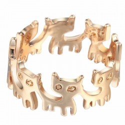 Anillo chapado en oro para niñas con diseño de gatos en talla 12