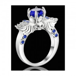 Anillo de mujer bañado en plata con baño de rodio y cristal en talla 14