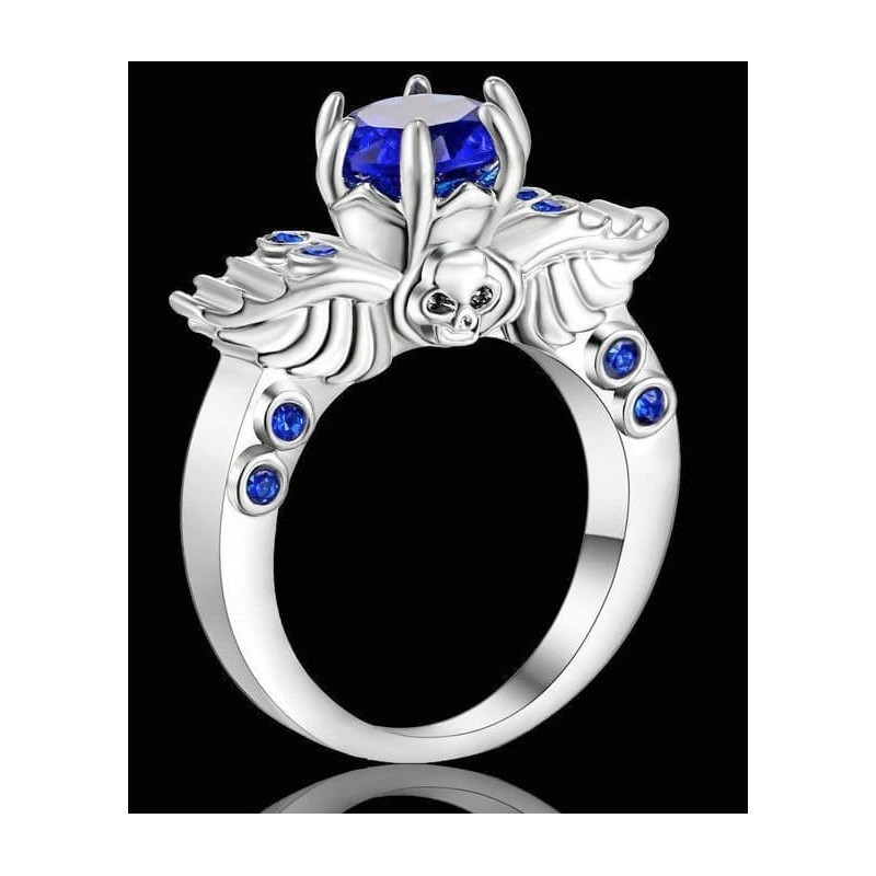 Anillo de mujer bañado en plata con baño de rodio y cristal en talla 14