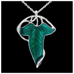 Collar broche con forma de hoja en plata y esmalte