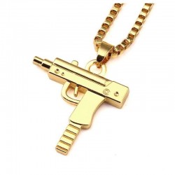 Collar bañado en oro 9k con colgante con forma de arma