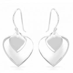Pendientes de plata de ley 925 diseñados con dos corazones