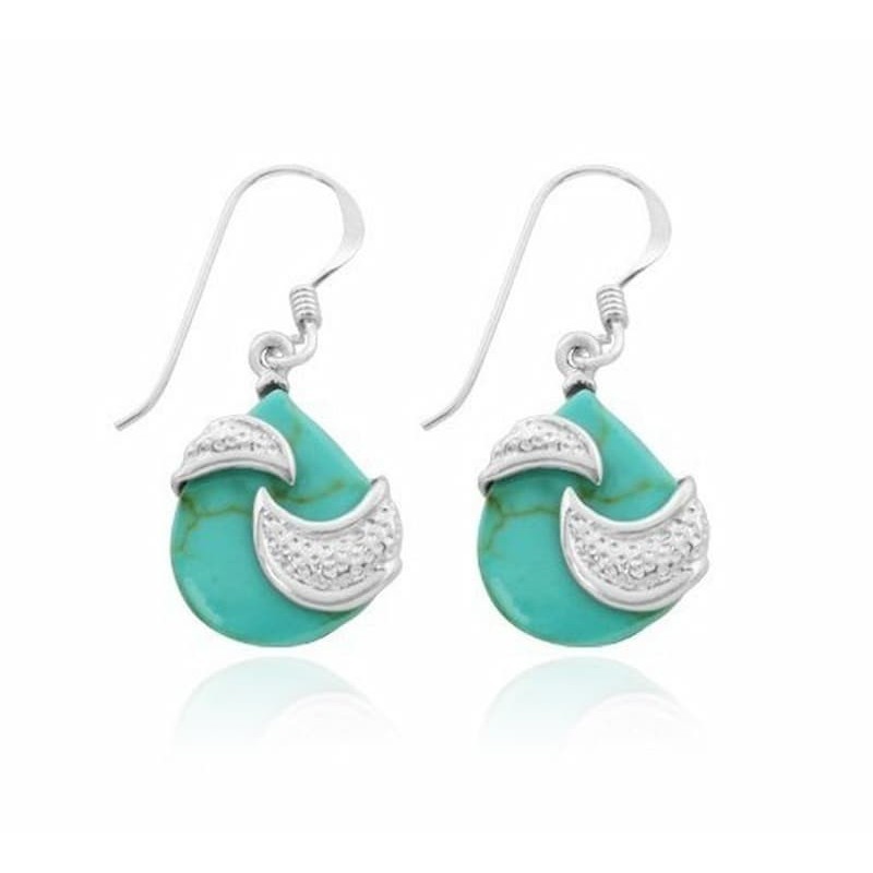 Pendientes de plata de ley 925 con piedras turquesa natural