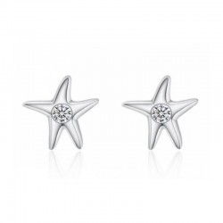 Pendientes estrella de mar con piedra bañados en plata