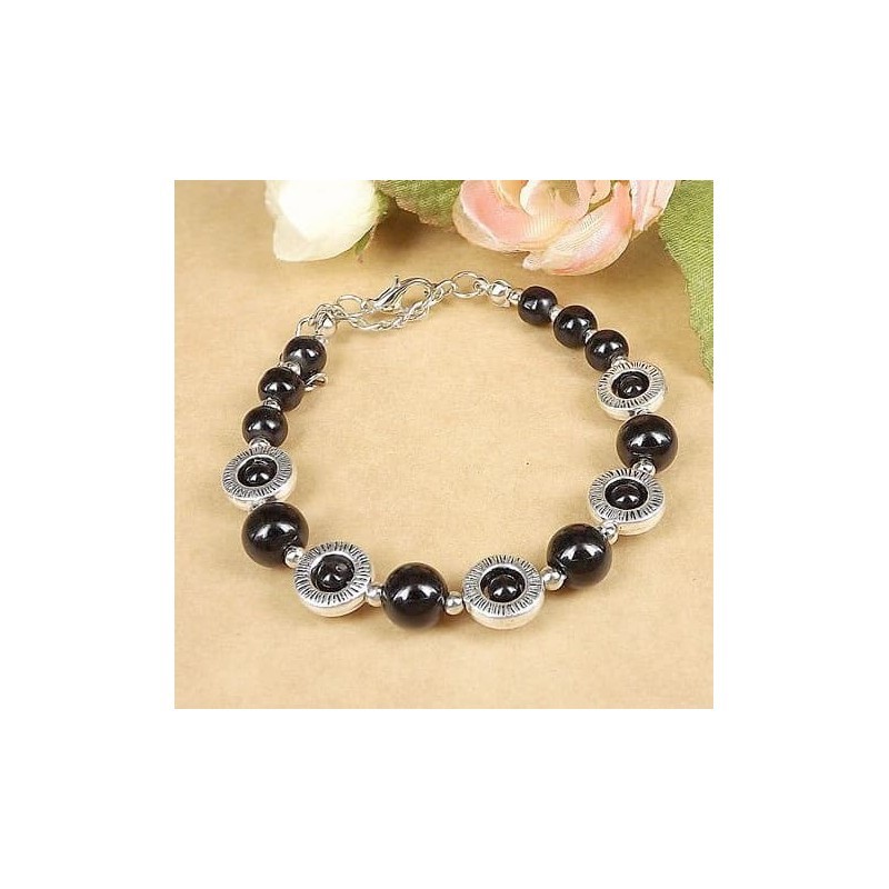 Pulsera de imitación jade y plata envejecida para mujer