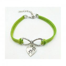 Pulsera de imitación piel con dije de corazón en color verde o azul claro