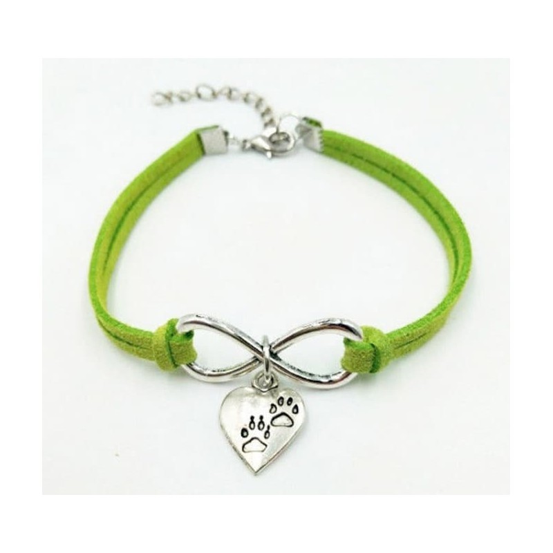 Pulsera de imitación piel con dije de corazón en color verde o azul claro