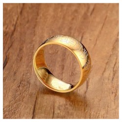 Anillo musulmán de acero con acabado dorado fabricado en titanio