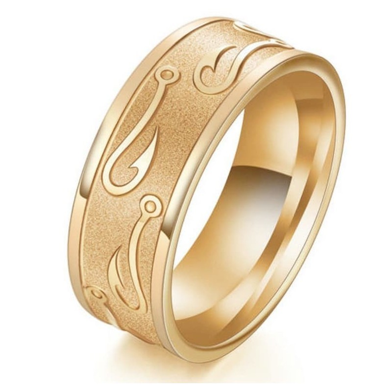 Anillo de hombre de acero de tungsteno con chapado en oro de 7 mm de ancho