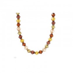 Collar largo de cuentas de cristal en tonos ámbar y marrón