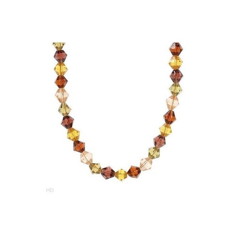 Collar largo de cuentas de cristal en tonos ámbar y marrón