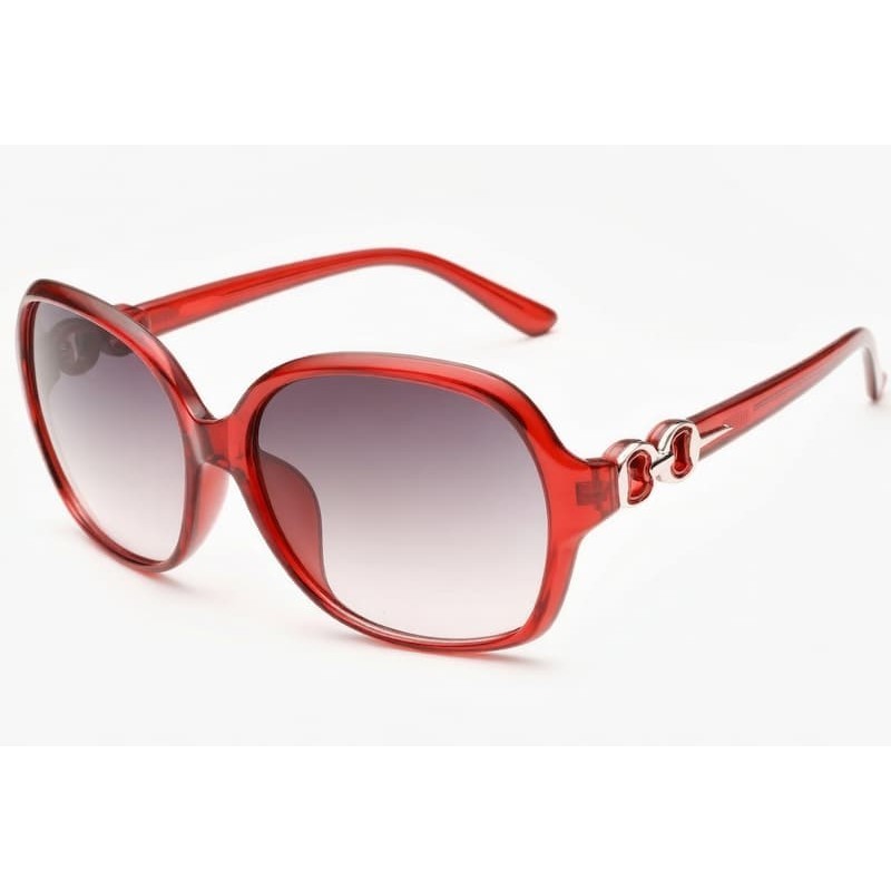 Gafas de sol retro para mujer, montura de color rojo, lentes gradiente con protección UV400