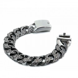 Pulsera ancha de acero inoxidable con diseño de motorista, de 18 mm de ancho