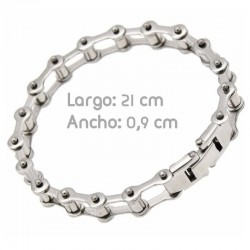 Pulsera de eslabones de acero inoxidable con diseño de cadena tipo bicicleta
