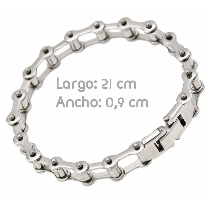 Pulsera de eslabones de acero inoxidable con diseño de cadena tipo bicicleta