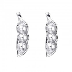 Pendientes de mujer con diseño alargado estilo vaina, fabricados en acero y chapados en plata de ley 925.