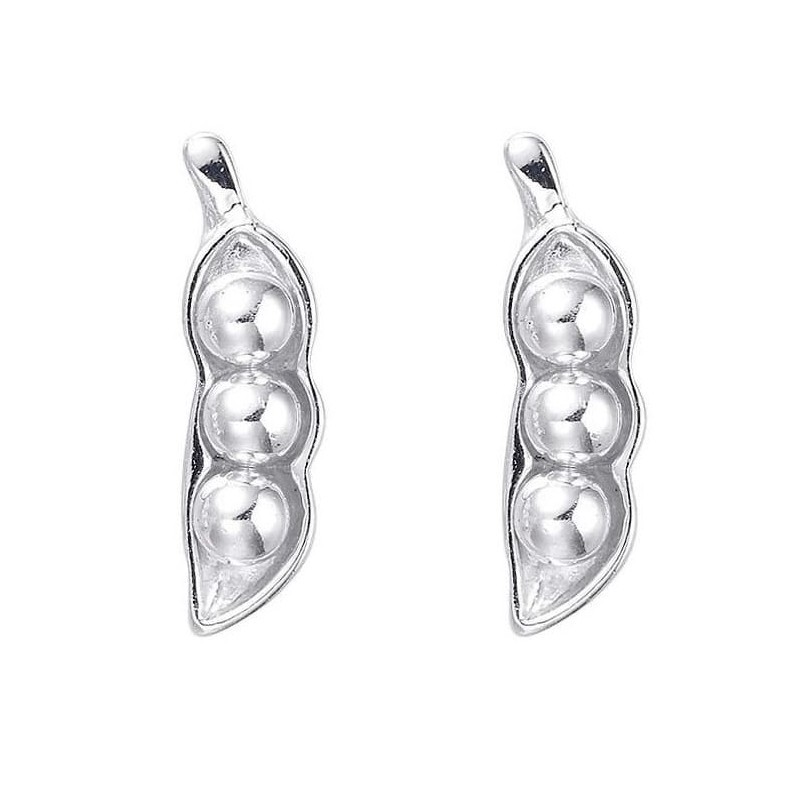 Pendientes de mujer con diseño alargado estilo vaina, fabricados en acero y chapados en plata de ley 925.