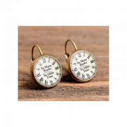Pendientes para mujer con forma de reloj circular detallado, bisutería original con acabado metálico.