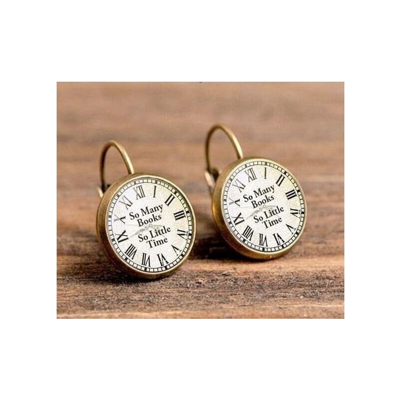 Pendientes para mujer con forma de reloj circular detallado, bisutería original con acabado metálico.