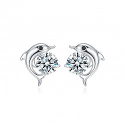 Pendientes para mujer con baño de oro blanco de alta calidad, diseño brillante y sofisticado.
