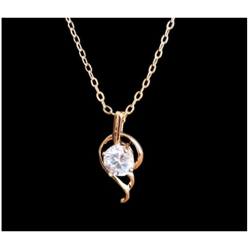 Gargantilla de acero inoxidable con colgante de piedra de cristal transparente tipo diamante.